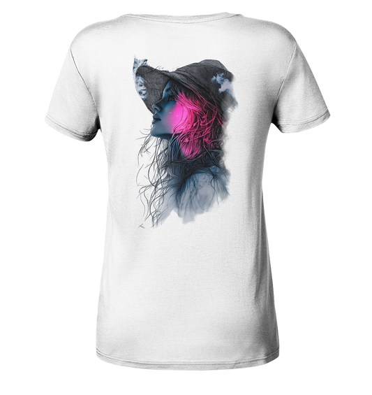 Frau (Rückseiten Druck) - Ladies V-Neck Shirt