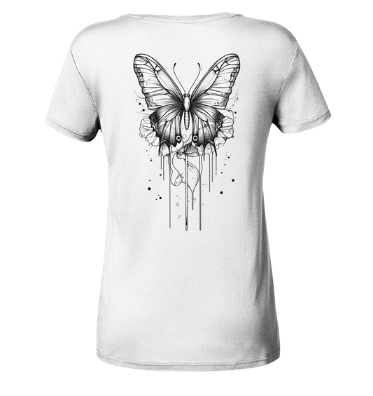 Schmetterlings träume (nur Rückseiten Druck) - Ladies V-Neck Shirt