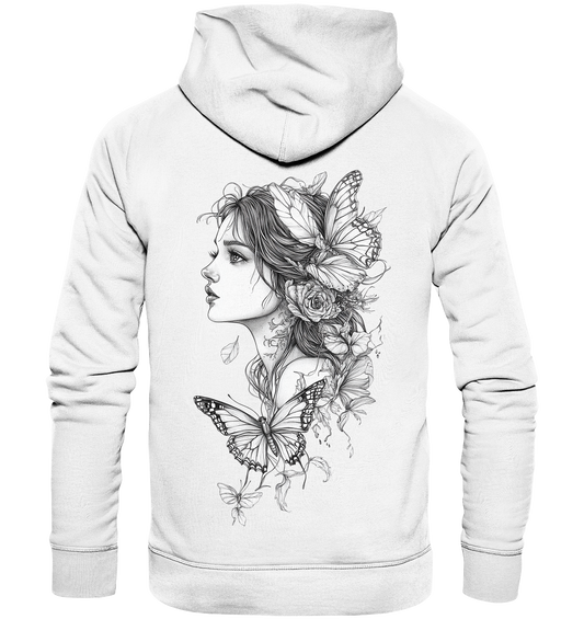 Schmetterlings Frau nur Rücken Druck - Organic Fashion Hoodie