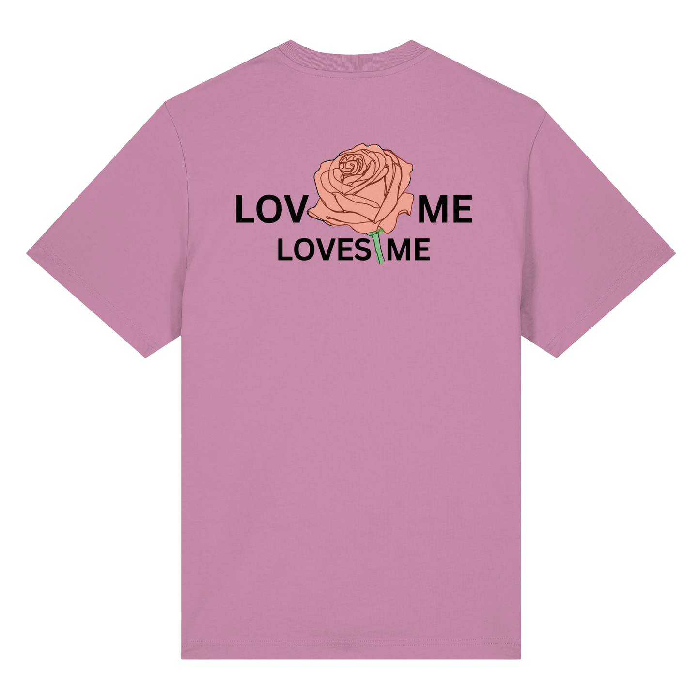 LOVES ME (Rote Rose) Vorderseite und Rückseite- Organic Heavy T-Shirt