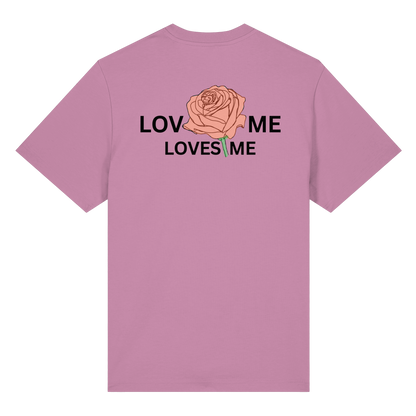 LOVES ME (Rote Rose) Vorderseite und Rückseite- Organic Heavy T-Shirt