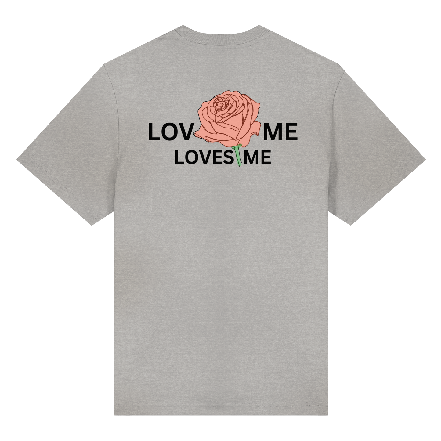 LOVES ME (Rote Rose) Vorderseite und Rückseite- Organic Heavy T-Shirt