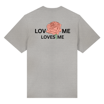 LOVES ME (Rote Rose) Vorderseite und Rückseite- Organic Heavy T-Shirt