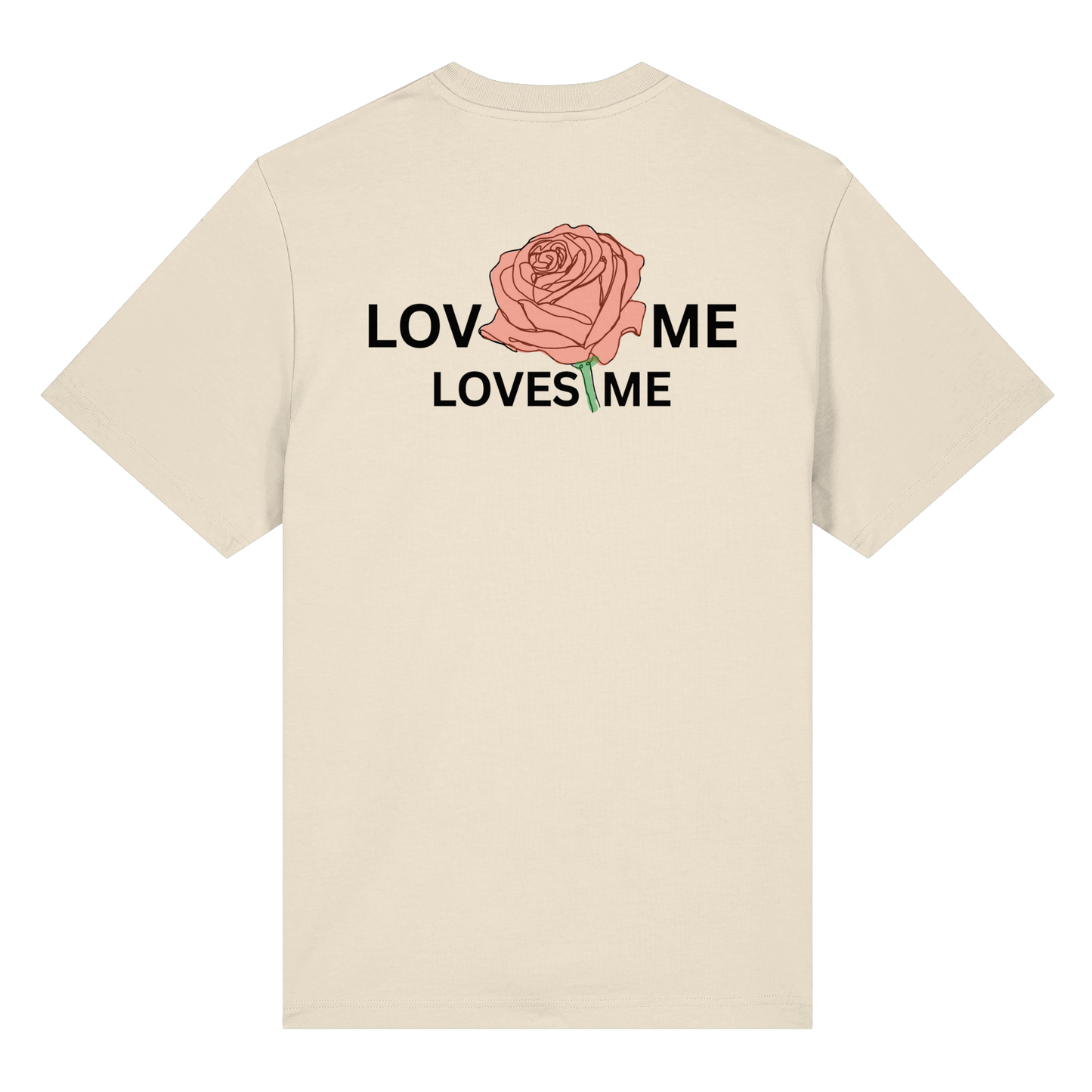 LOVES ME (Rote Rose) Vorderseite und Rückseite- Organic Heavy T-Shirt