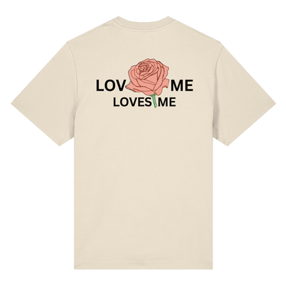 LOVES ME (Rote Rose) Vorderseite und Rückseite- Organic Heavy T-Shirt