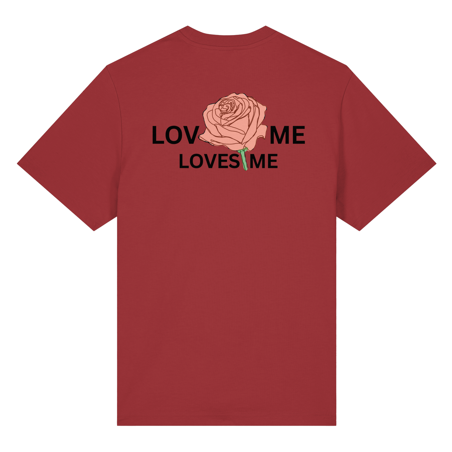 LOVES ME (Rote Rose) Vorderseite und Rückseite- Organic Heavy T-Shirt