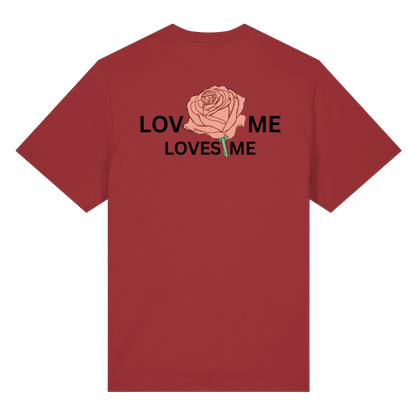 LOVES ME (Rote Rose) Vorderseite und Rückseite- Organic Heavy T-Shirt