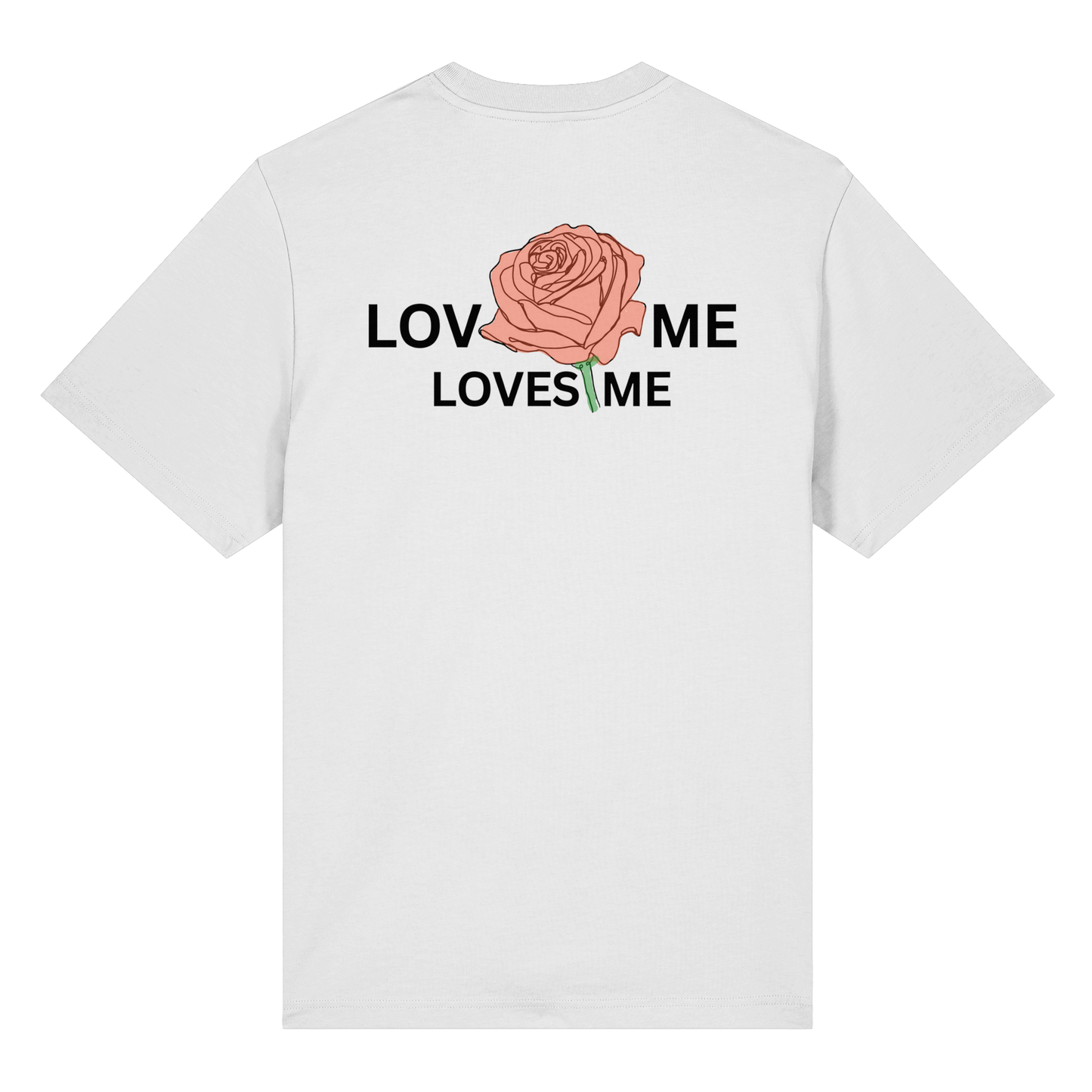 LOVES ME (Rote Rose) Vorderseite und Rückseite- Organic Heavy T-Shirt