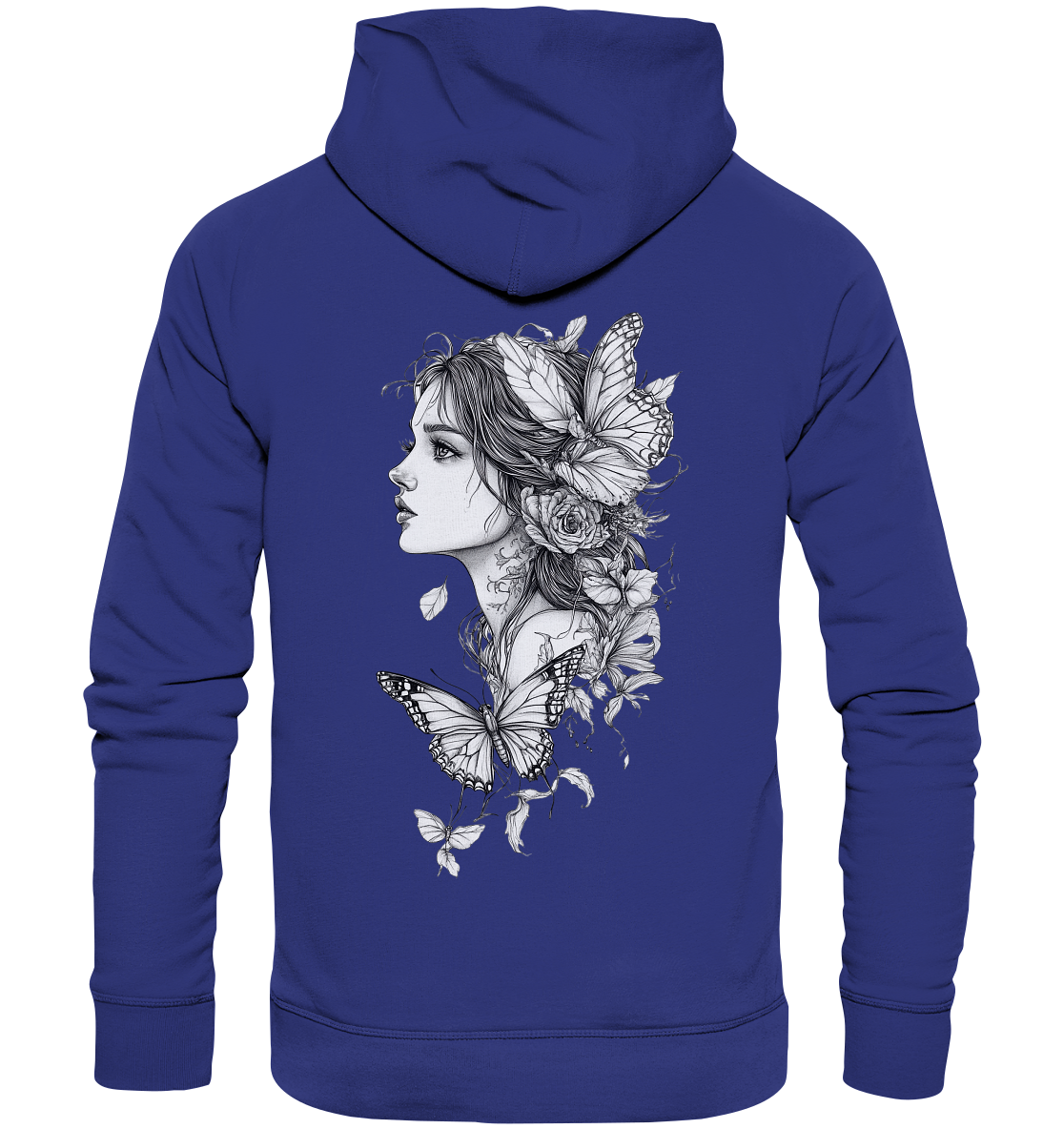 Schmetterlings Frau nur Rücken Druck - Organic Hoodie