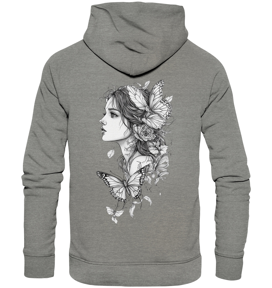 Schmetterlings Frau nur Rücken Druck - Organic Hoodie