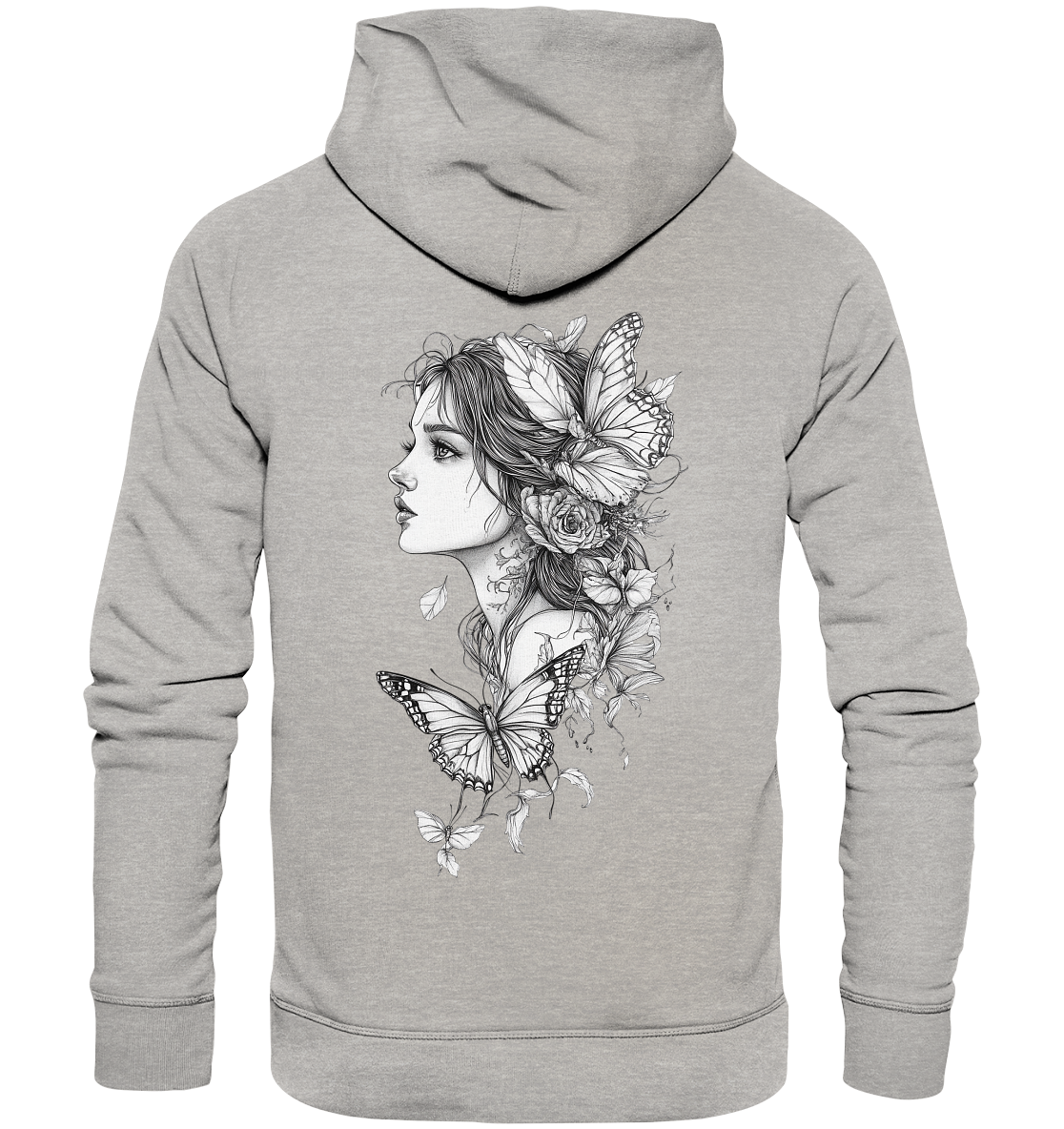 Schmetterlings Frau nur Rücken Druck - Organic Hoodie