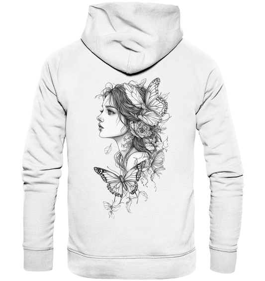 Schmetterlings Frau nur Rücken Druck - Organic Hoodie