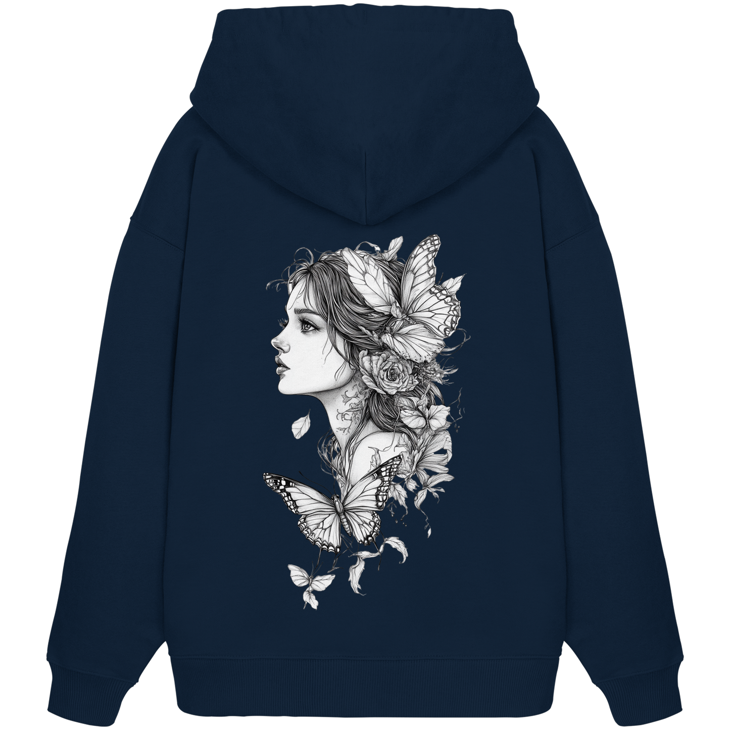 Schmetterlings Frau nur Rücken Druck - Organic Oversize Hoodie