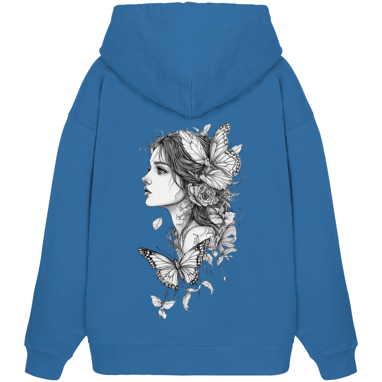 Schmetterlings Frau nur Rücken Druck - Organic Oversize Hoodie