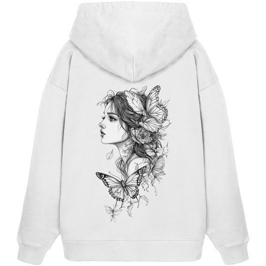 Schmetterlings Frau nur Rücken Druck - Organic Oversize Hoodie