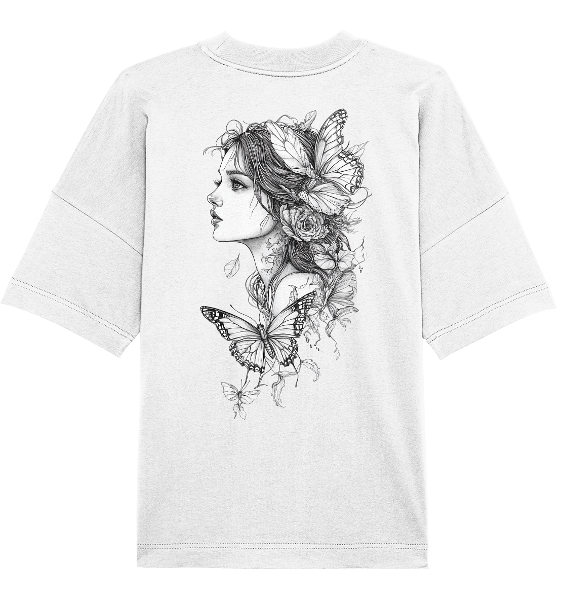 Schmetterlings Frau nur Rücken Druck - Organic Oversize Shirt