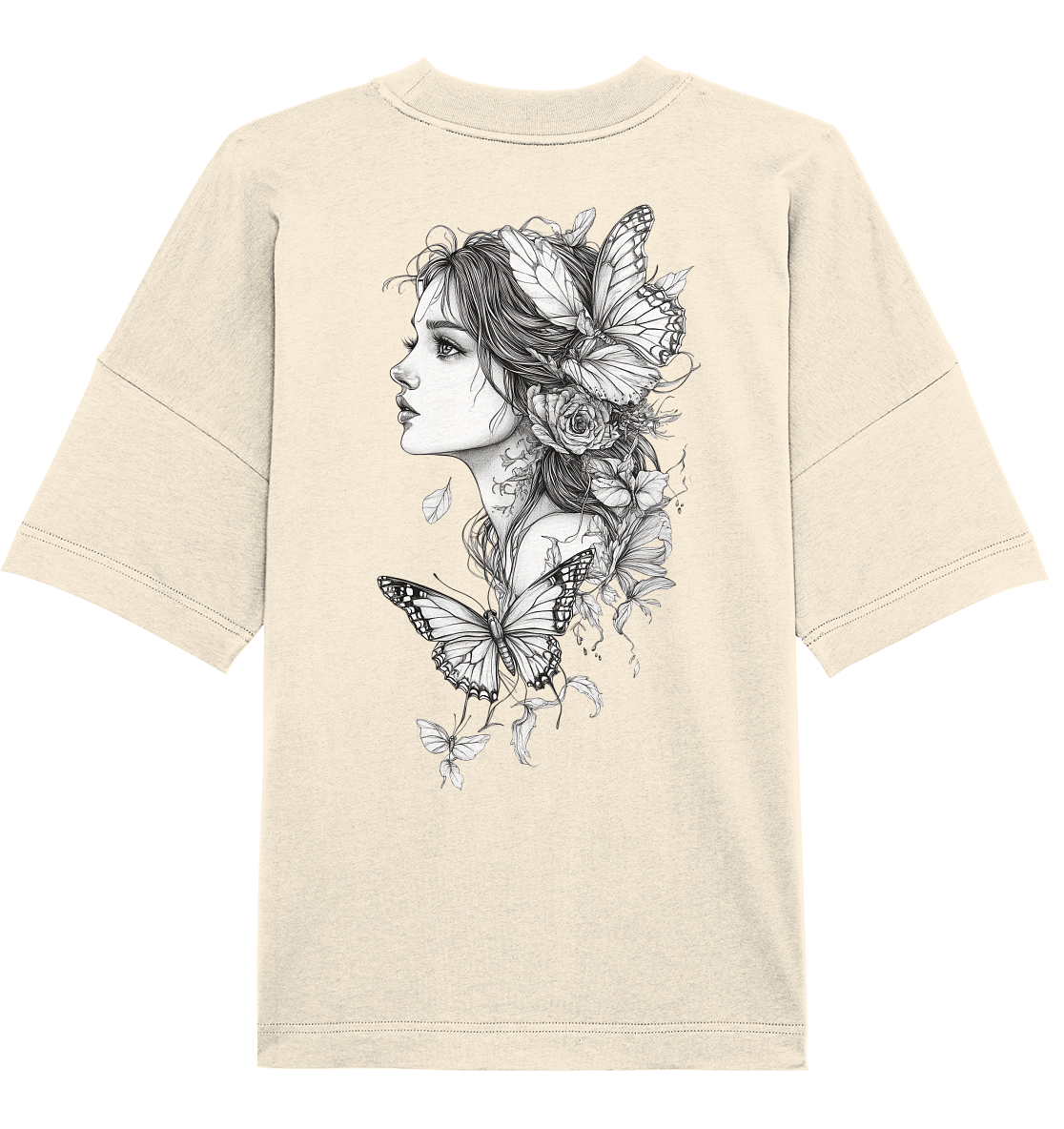 Schmetterlings Frau nur Rücken Druck - Organic Oversize Shirt