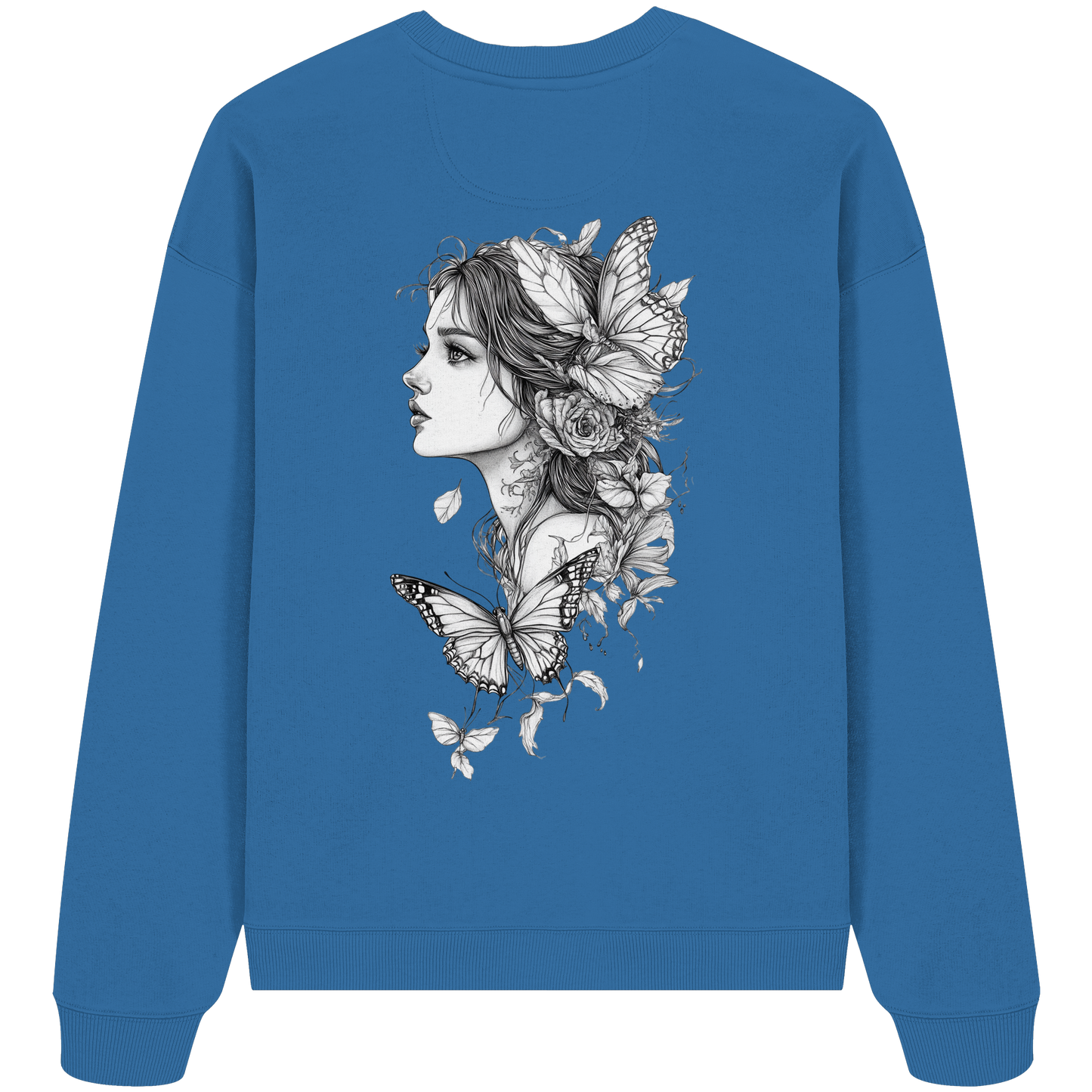 Schmetterlings Frau nur Rücken Druck - Organic Oversize Sweatshirt