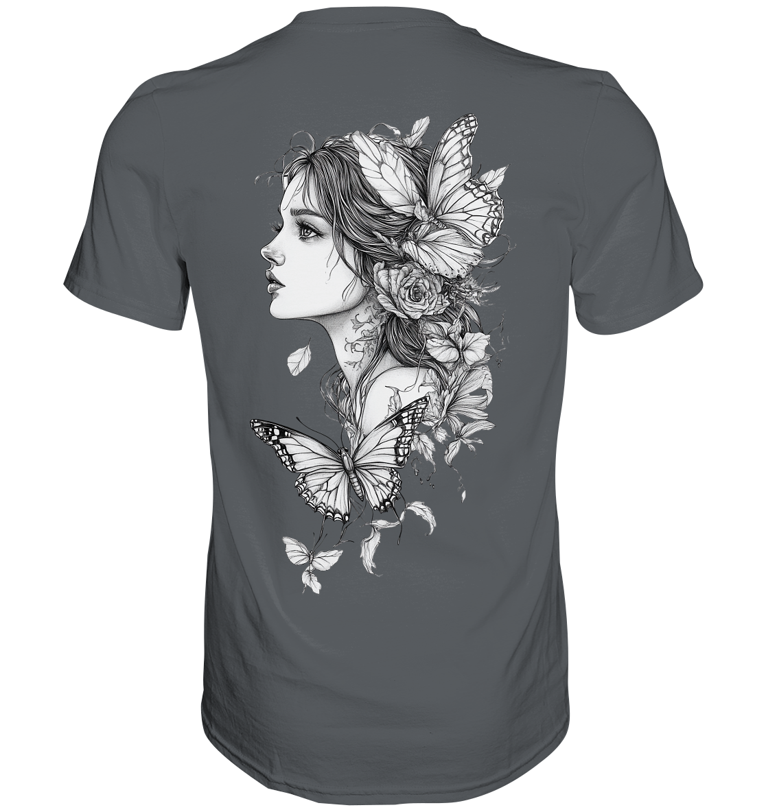 Schmetterlings Frau nur Rücken Druck - Premium Shirt