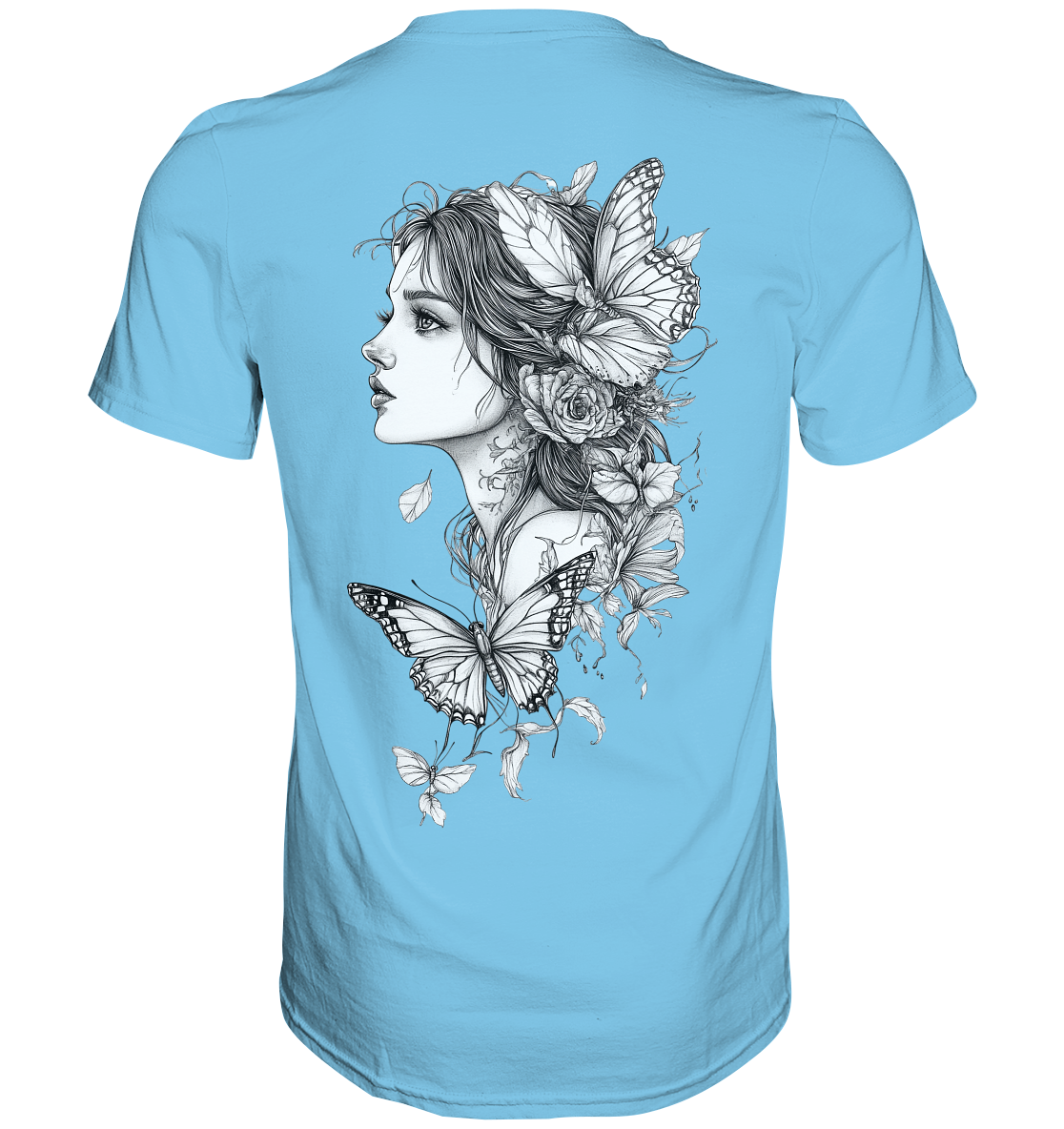 Schmetterlings Frau nur Rücken Druck - Premium Shirt