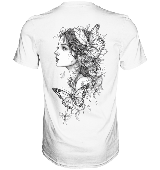 Schmetterlings Frau nur Rücken Druck - Premium Shirt