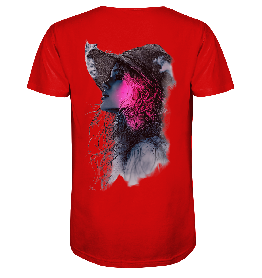 Frau nur Rücken Druck - V-Neck Shirt