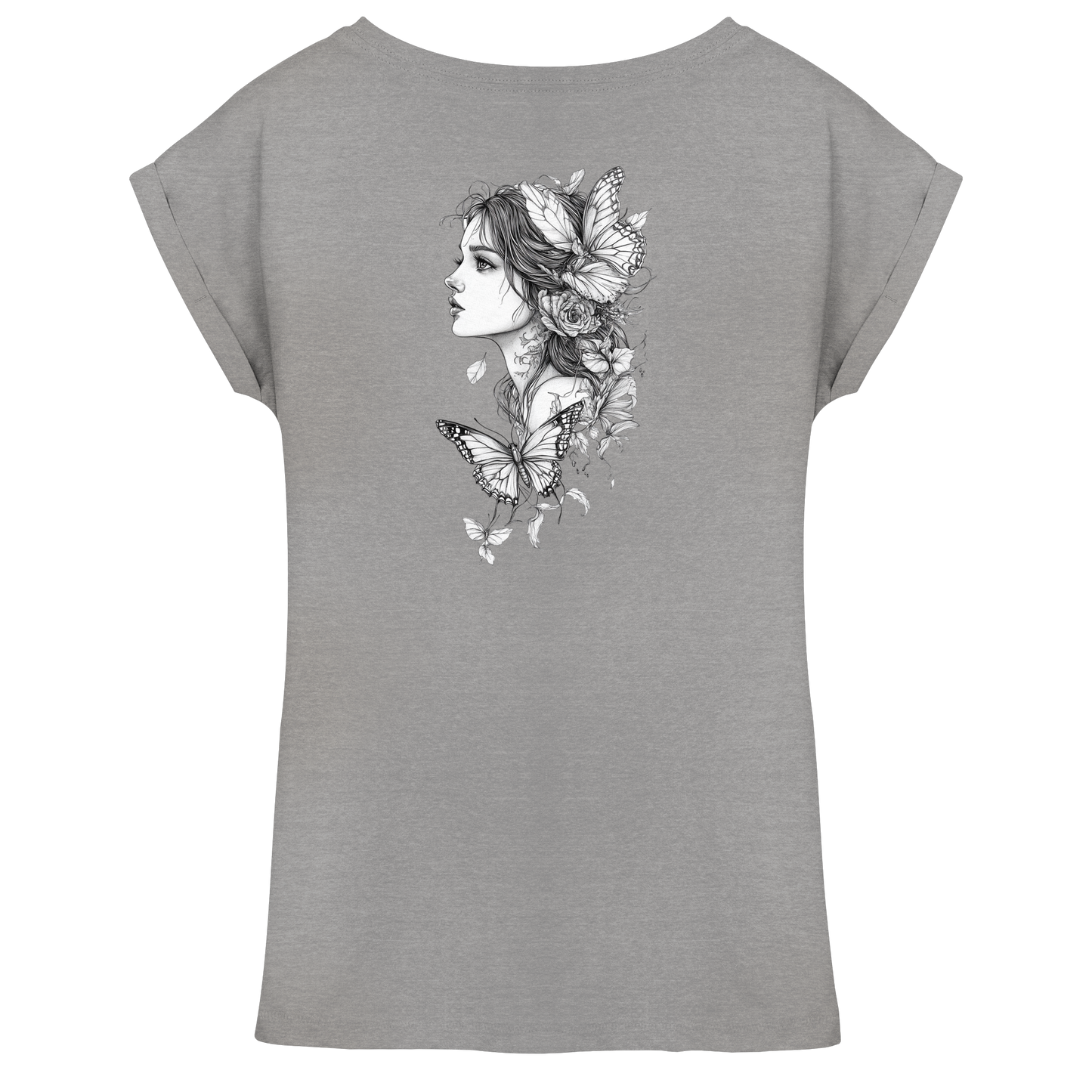 Schmetterlings Frau nur Rücken Druck - Womens Extended Shoulder T-Shirt