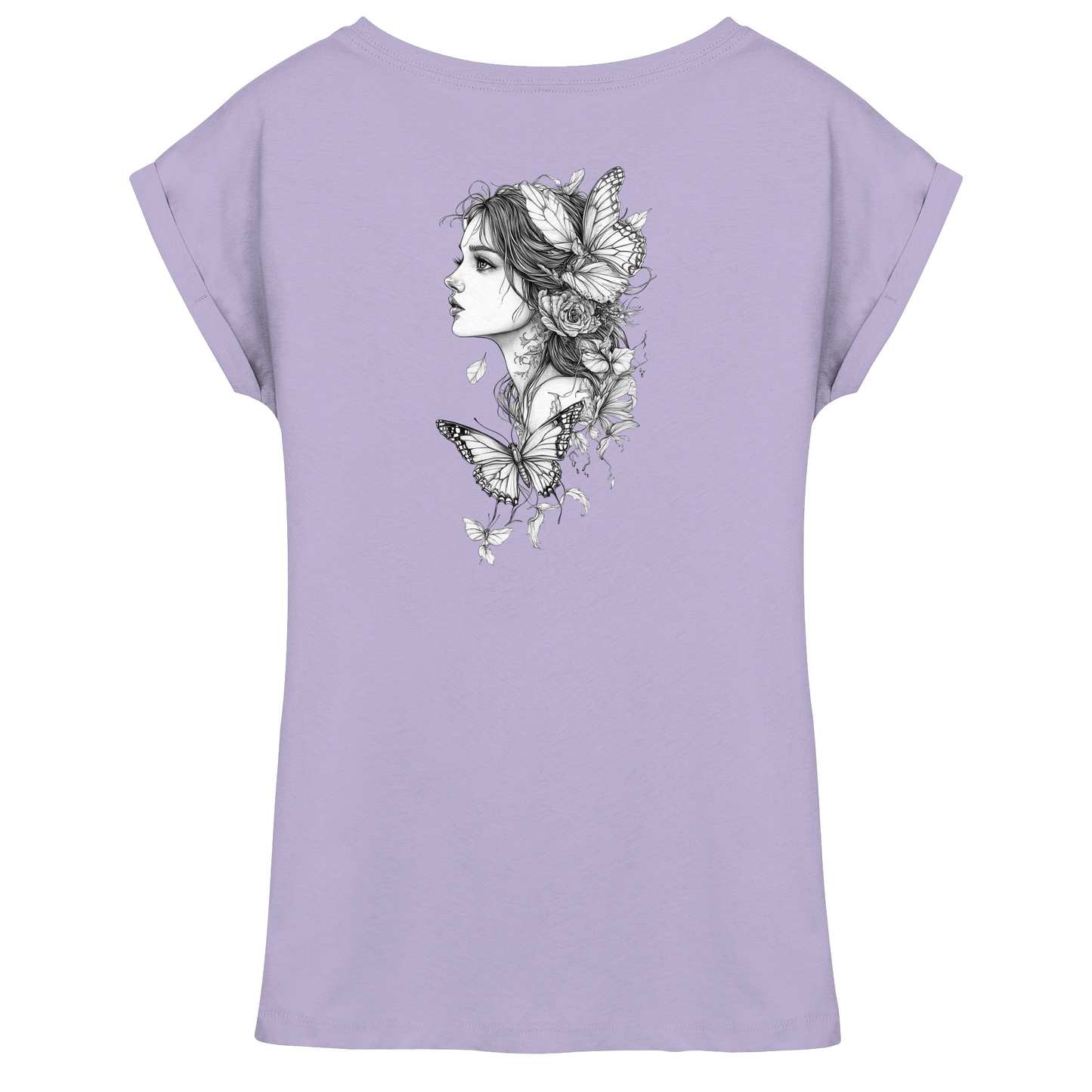 Schmetterlings Frau nur Rücken Druck - Womens Extended Shoulder T-Shirt
