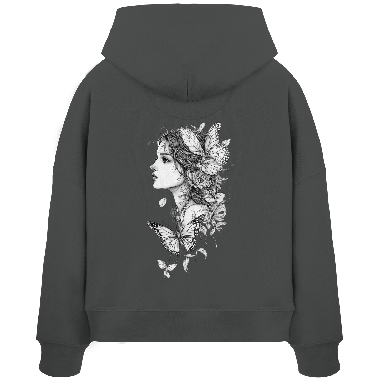 Schmetterlings Frau nur Rücken Druck - Womens Organic Boxcut Hoodie