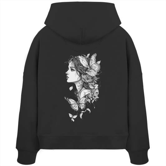 Schmetterlings Frau nur Rücken Druck - Womens Organic Boxcut Hoodie