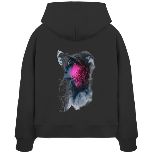 Frau nur Rücken Druck - Womens Organic Boxcut Hoodie