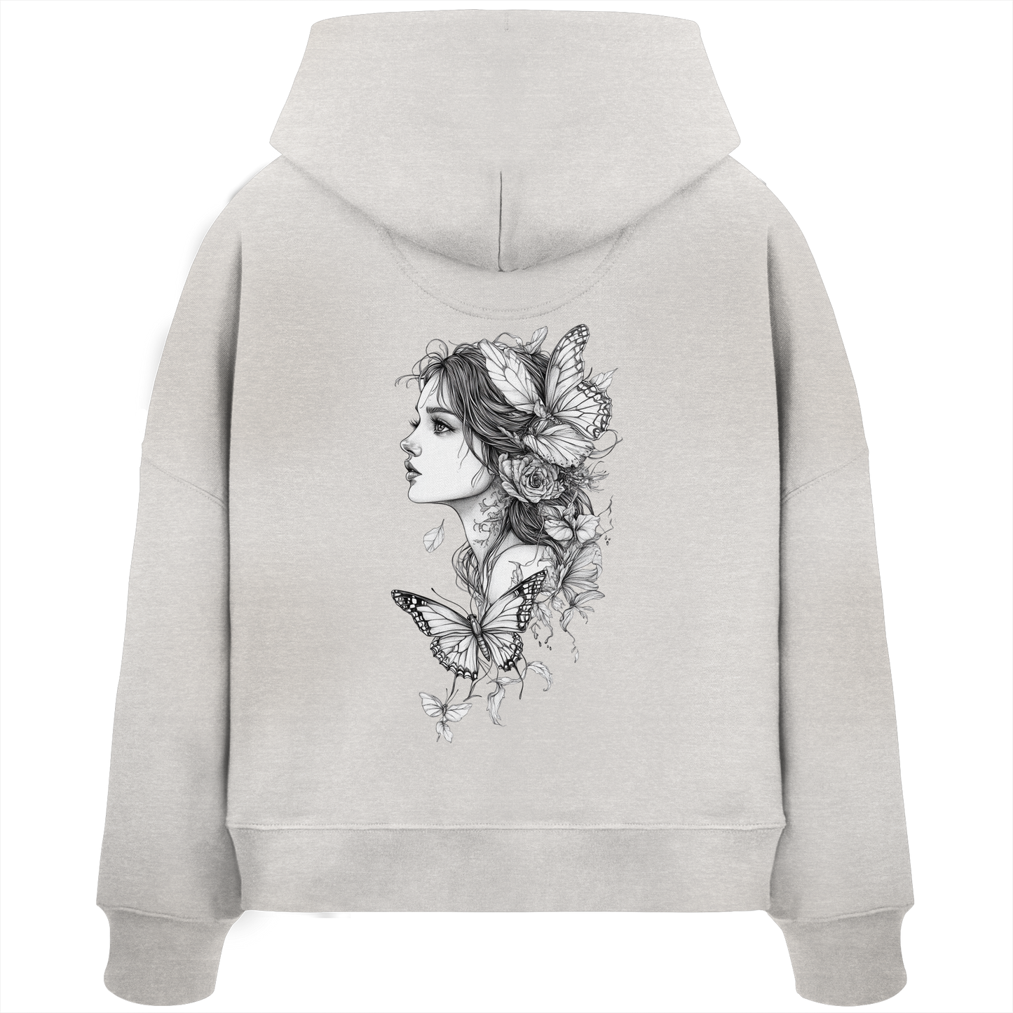 Schmetterlings Frau nur Rücken Druck - Womens Organic Boxcut Hoodie
