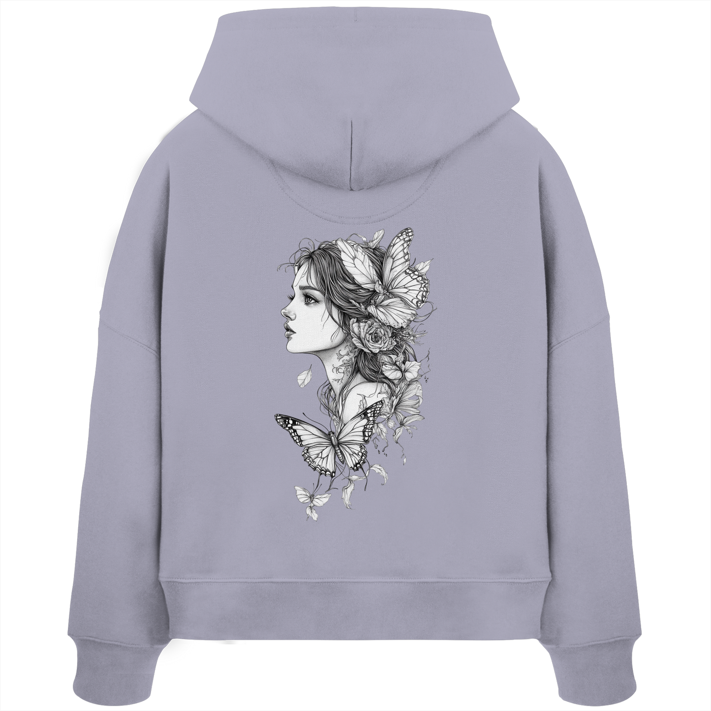 Schmetterlings Frau nur Rücken Druck - Womens Organic Boxcut Hoodie