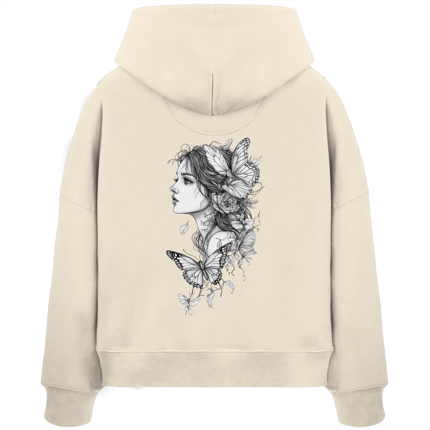 Schmetterlings Frau nur Rücken Druck - Womens Organic Boxcut Hoodie