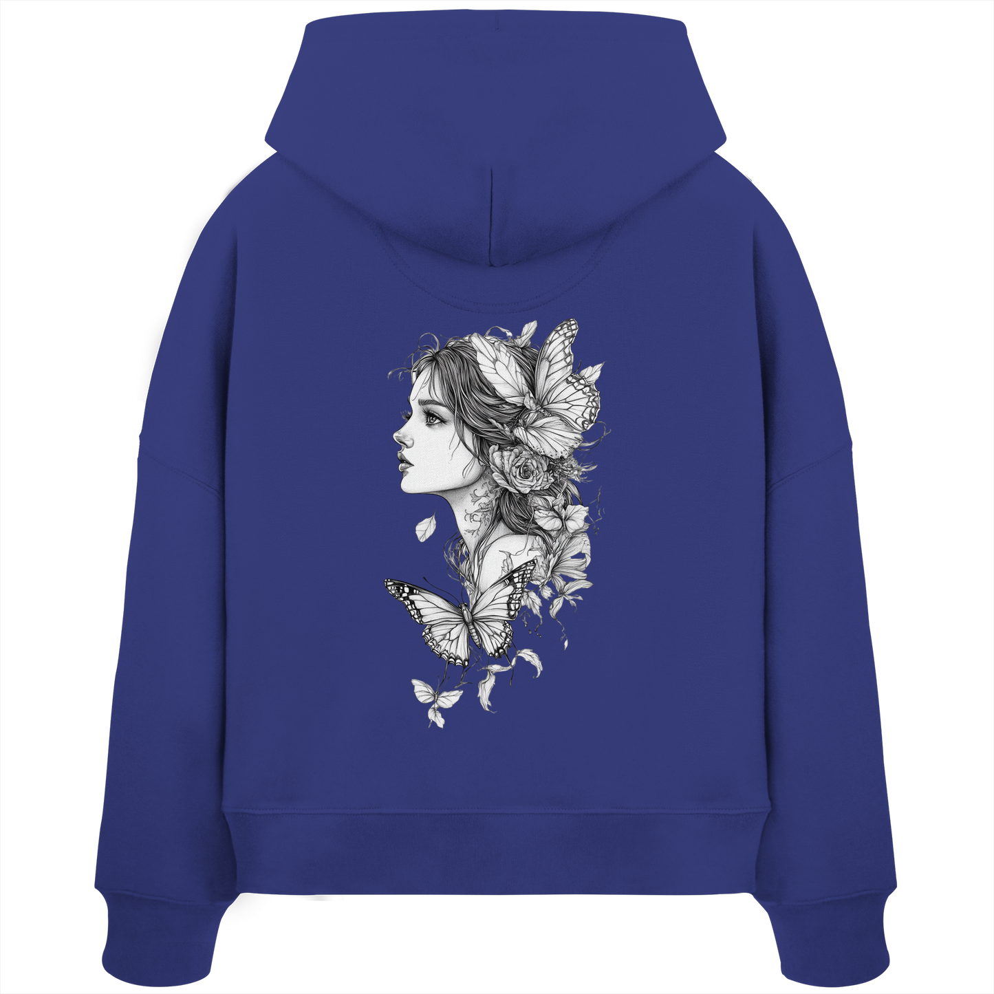 Schmetterlings Frau nur Rücken Druck - Womens Organic Boxcut Hoodie