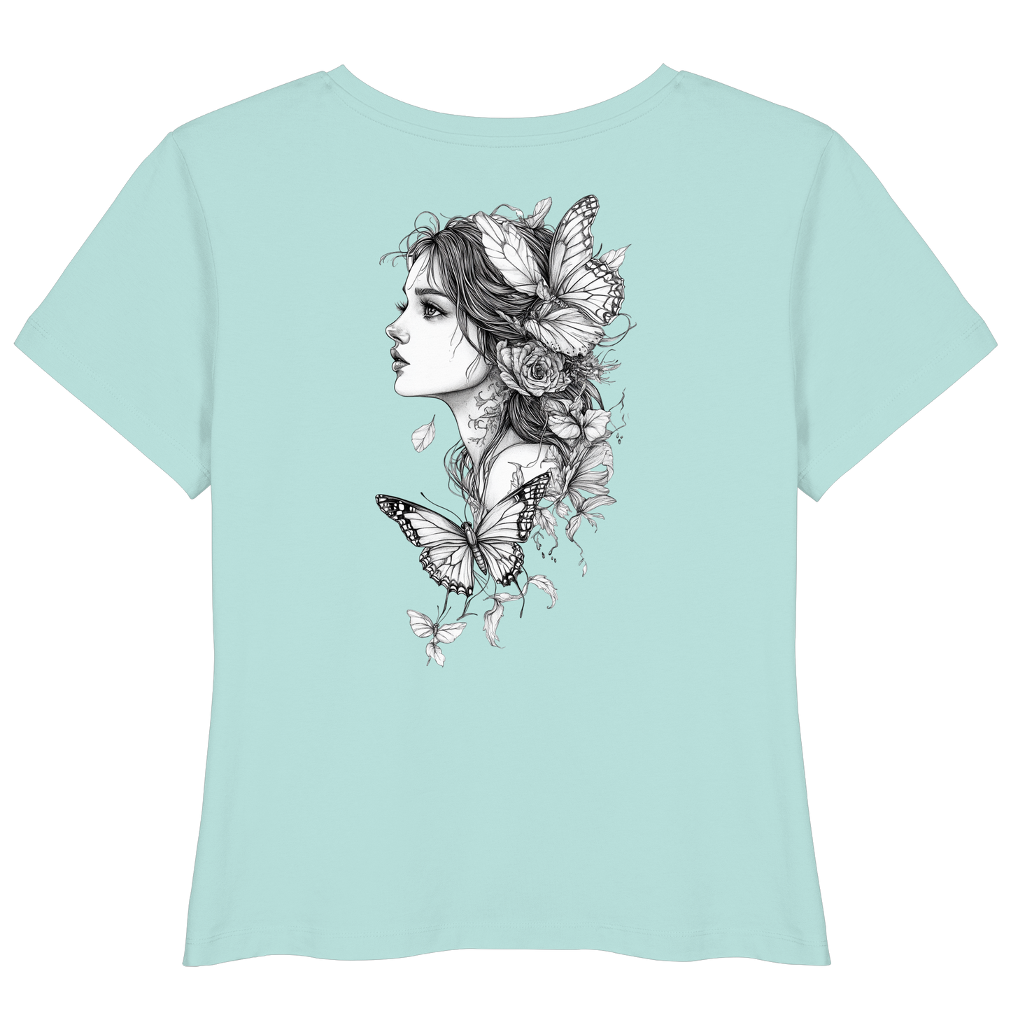 Schmetterlings Frau nur Rücken Druck - Womens Organic Lightweight T-Shirt