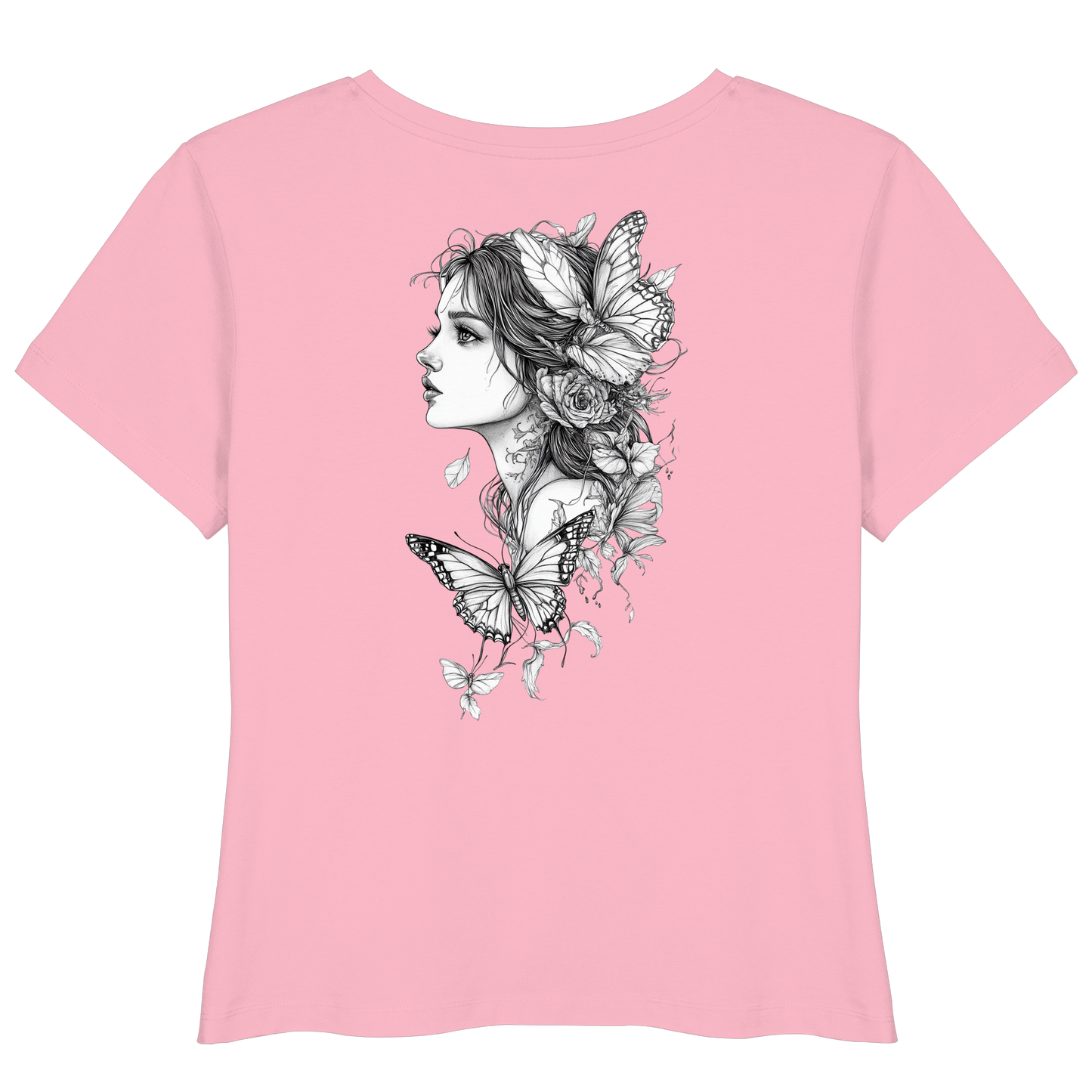 Schmetterlings Frau nur Rücken Druck - Womens Organic Lightweight T-Shirt