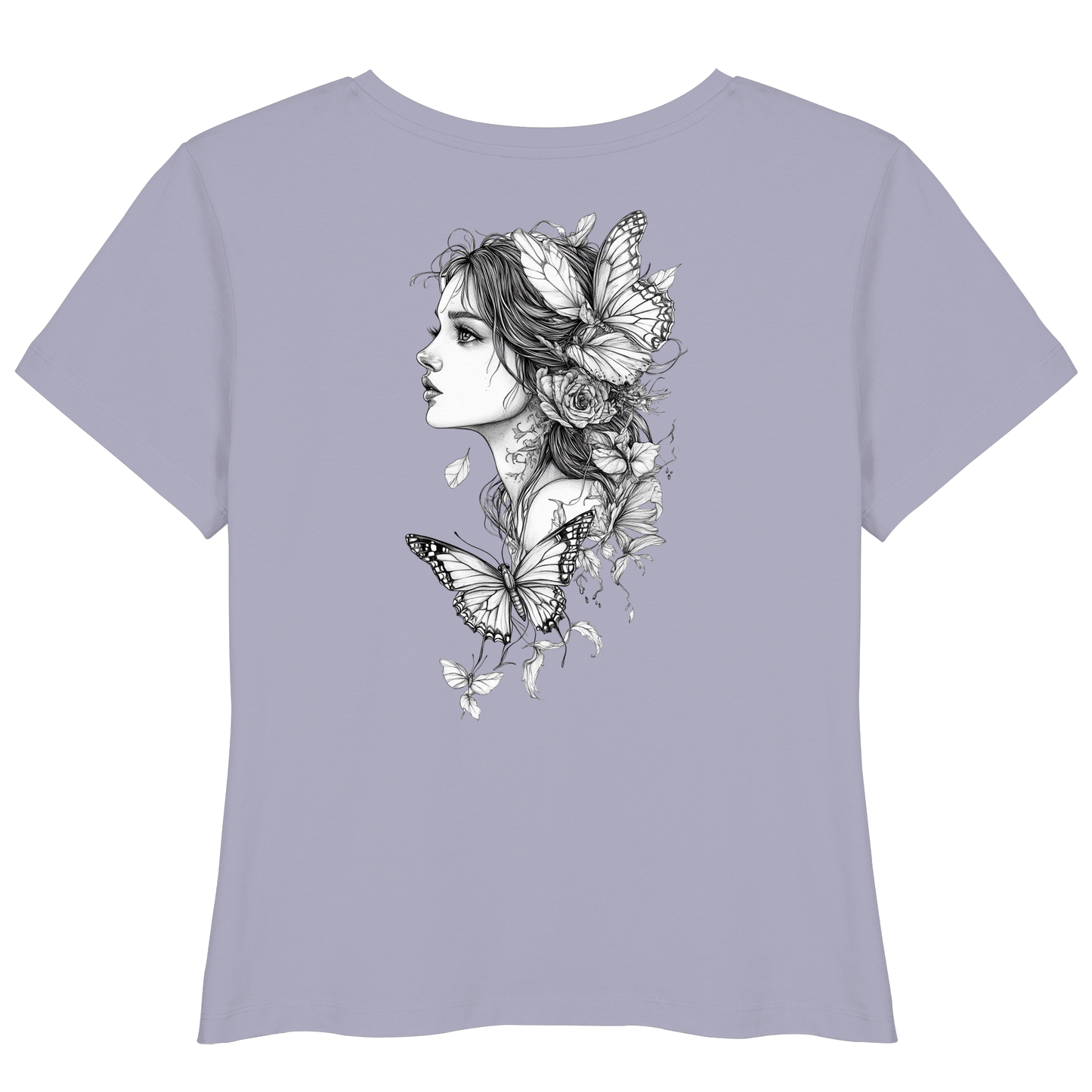 Schmetterlings Frau nur Rücken Druck - Womens Organic Lightweight T-Shirt