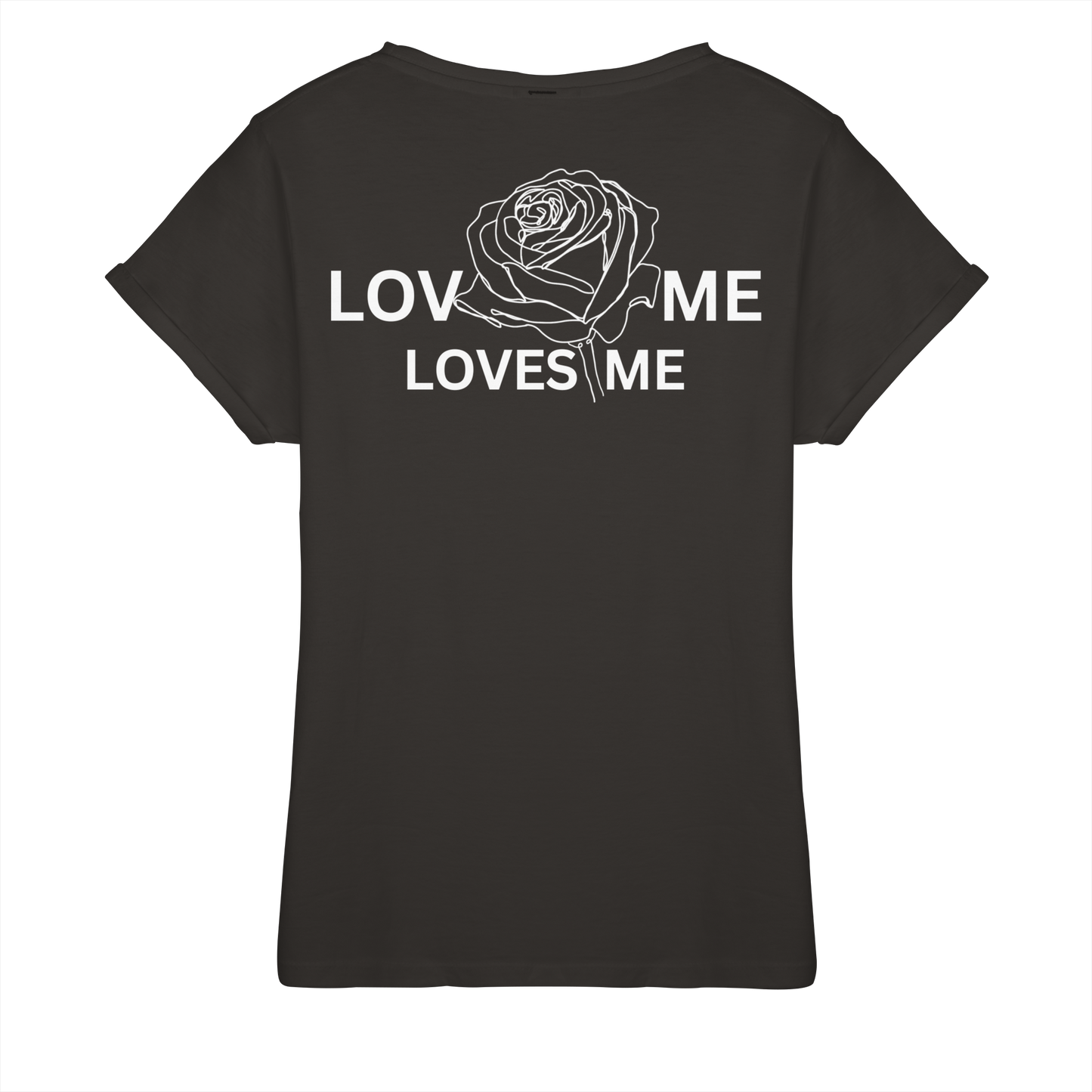 LOVES ME (Schwarz) - Womens Roll-Up T-Shirt