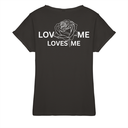 LOVES ME (Schwarz) - Womens Roll-Up T-Shirt