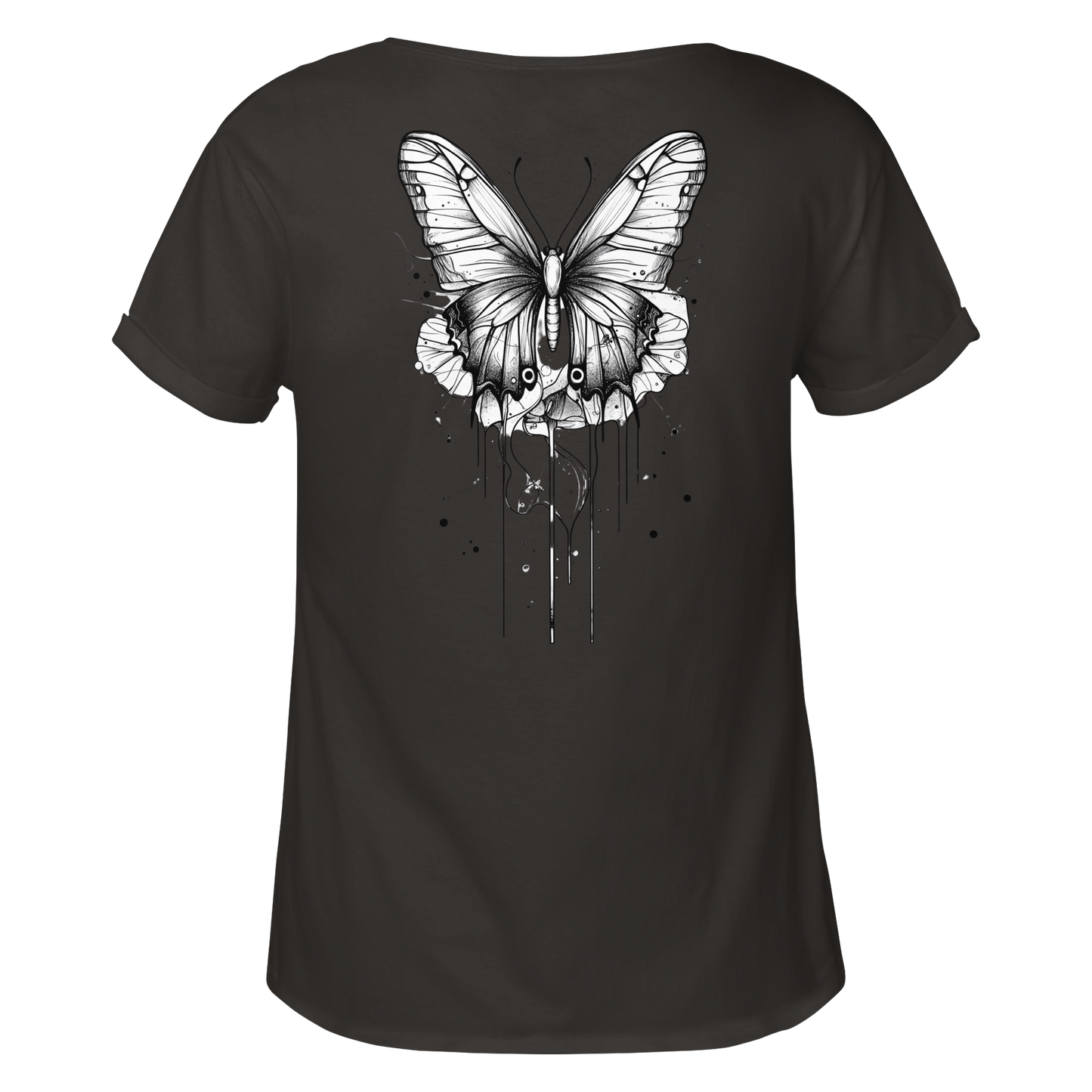 Schmetterlings träume (nur Rückseiten Druck) - Womens Roll-Up T-Shirt