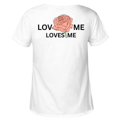 LOVES ME (Rote Rose) - Womens Roll-Up T-Shirt