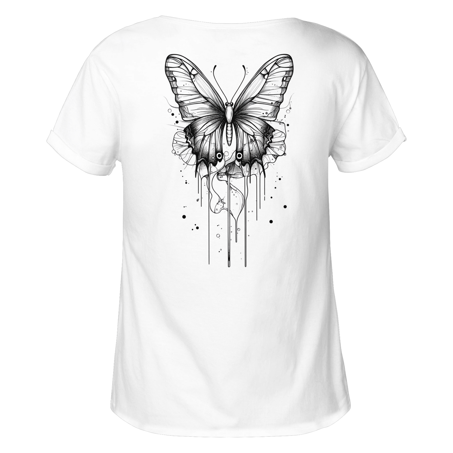 Schmetterlings träume (nur Rückseiten Druck) - Womens Roll-Up T-Shirt