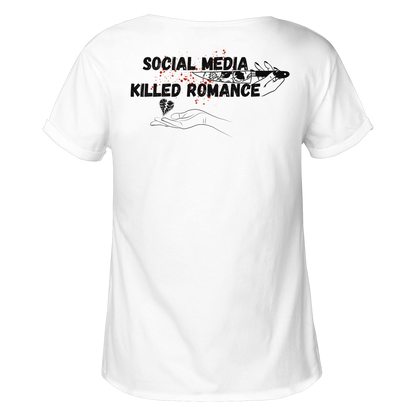 Social Media Killed Romance - Womens Roll-Up T-Shirt