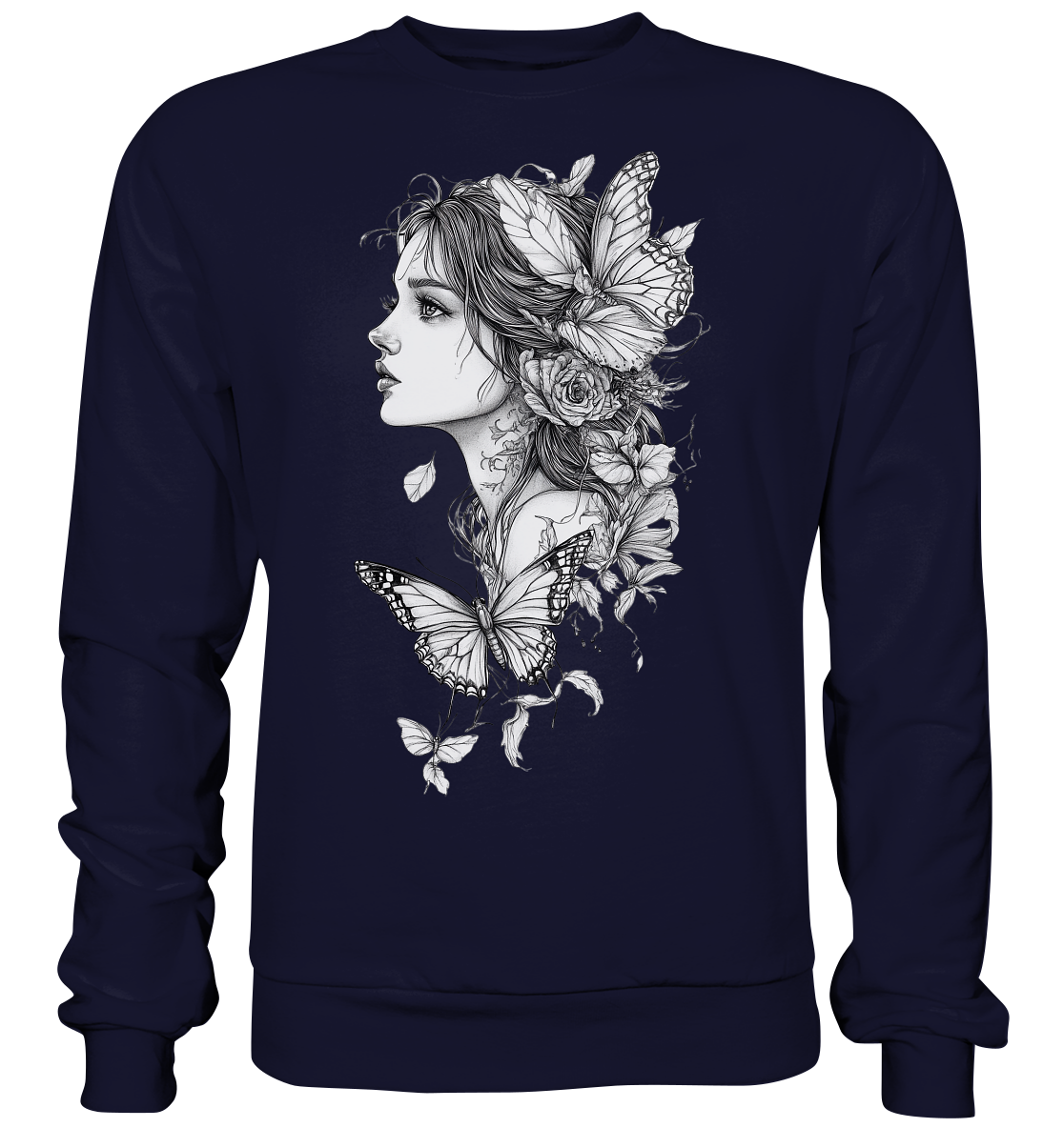 Schmetterlings Frau nur Vorderseiten Druck - Basic Sweatshirt