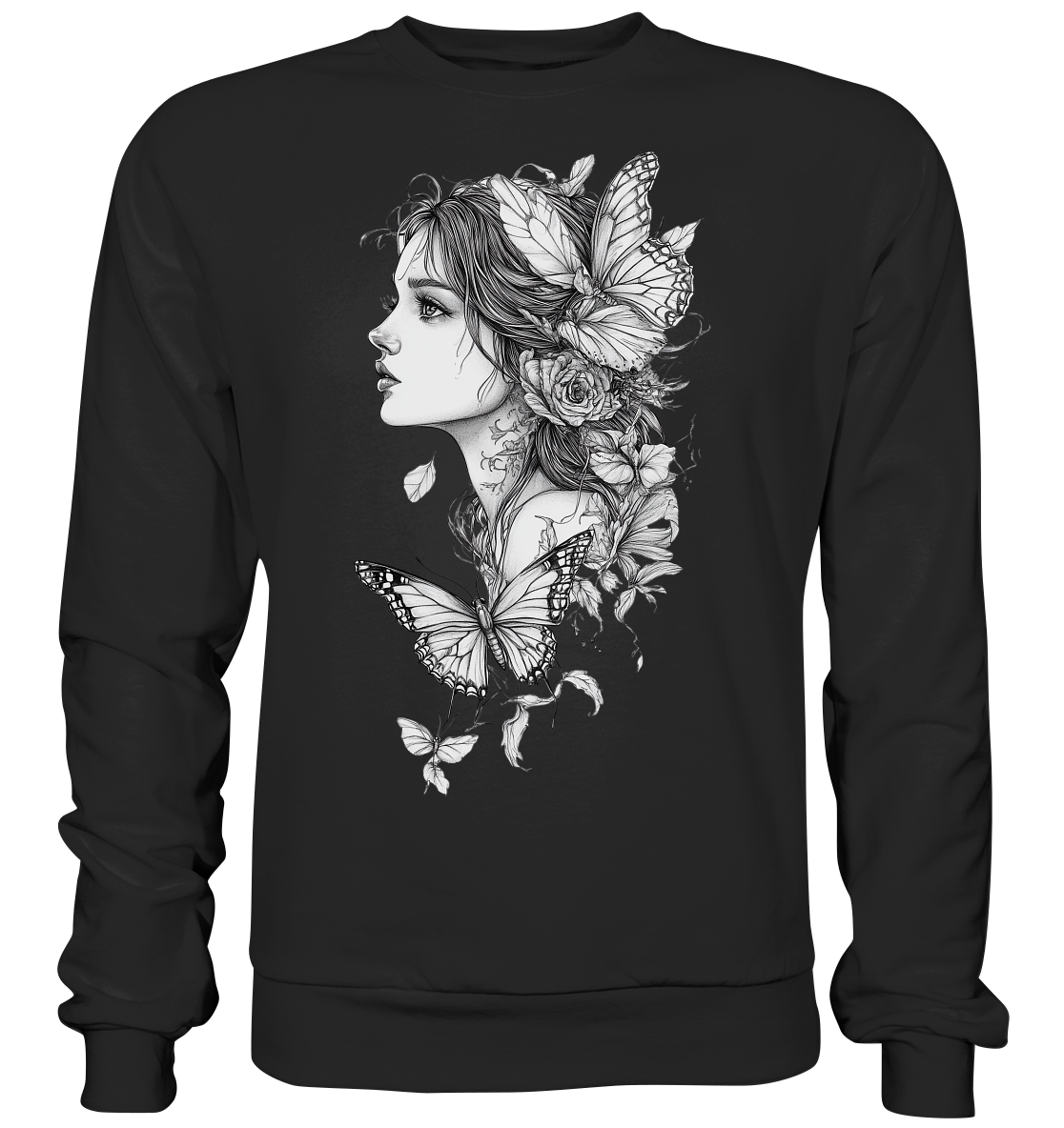Schmetterlings Frau nur Vorderseiten Druck - Basic Sweatshirt