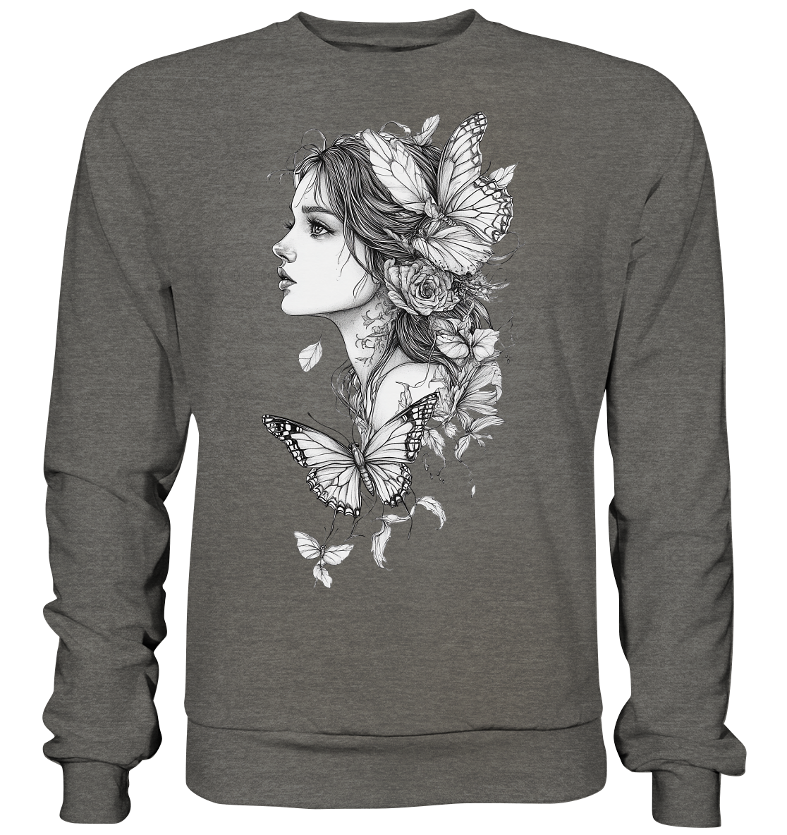 Schmetterlings Frau nur Vorderseiten Druck - Basic Sweatshirt