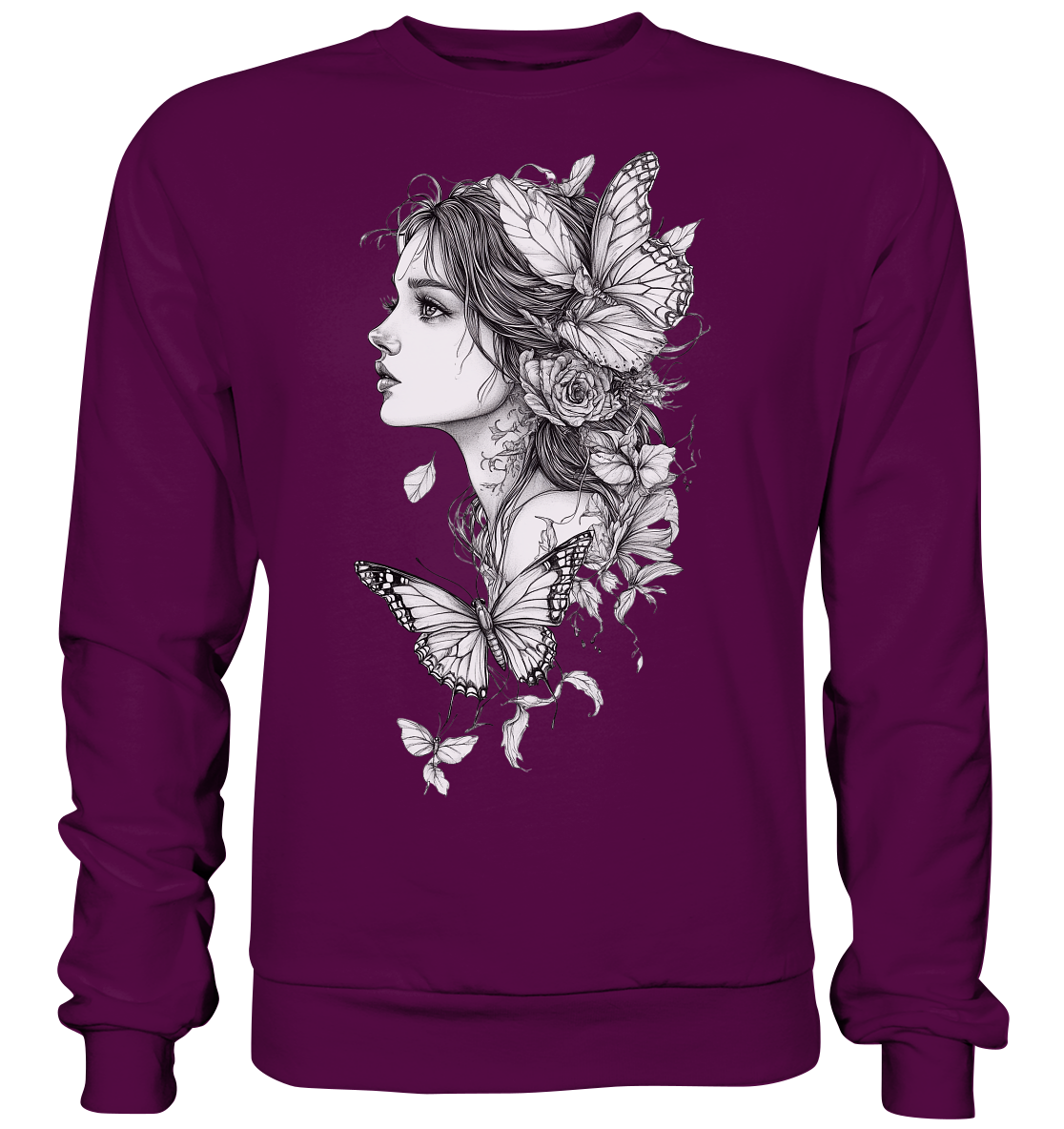 Schmetterlings Frau nur Vorderseiten Druck - Basic Sweatshirt