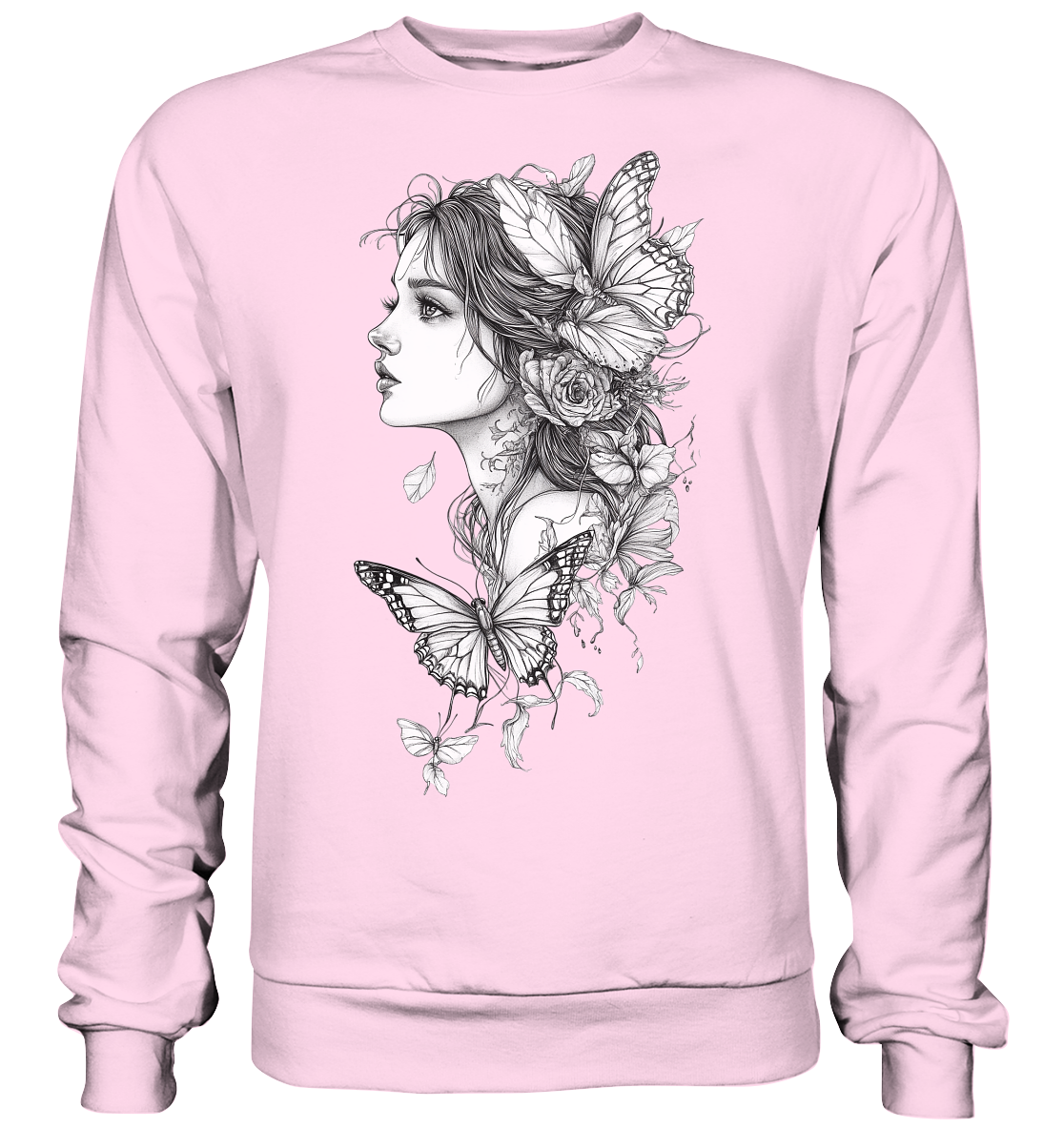 Schmetterlings Frau nur Vorderseiten Druck - Basic Sweatshirt