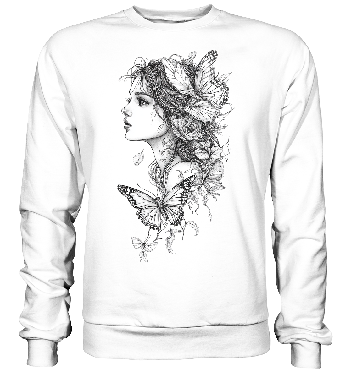 Schmetterlings Frau nur Vorderseiten Druck - Basic Sweatshirt